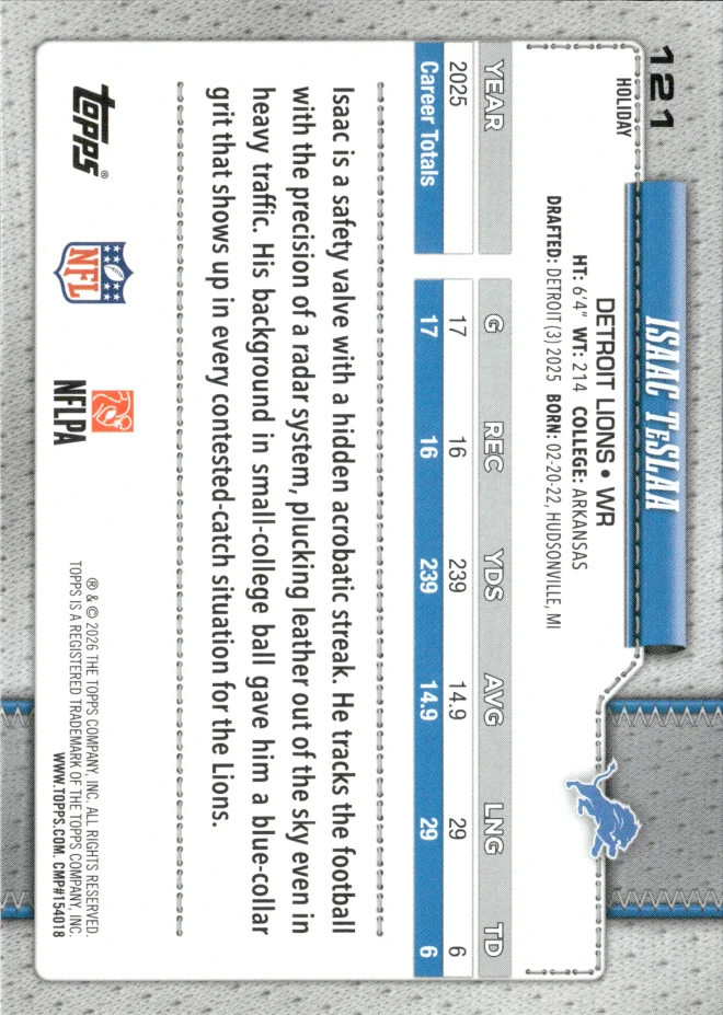 Isaac TeSlaa card back