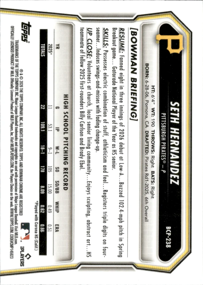 Seth Hernandez card back