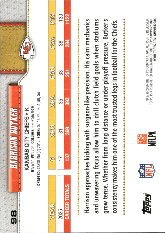 Harrison Butker card back