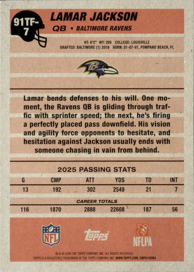 Lamar Jackson card back