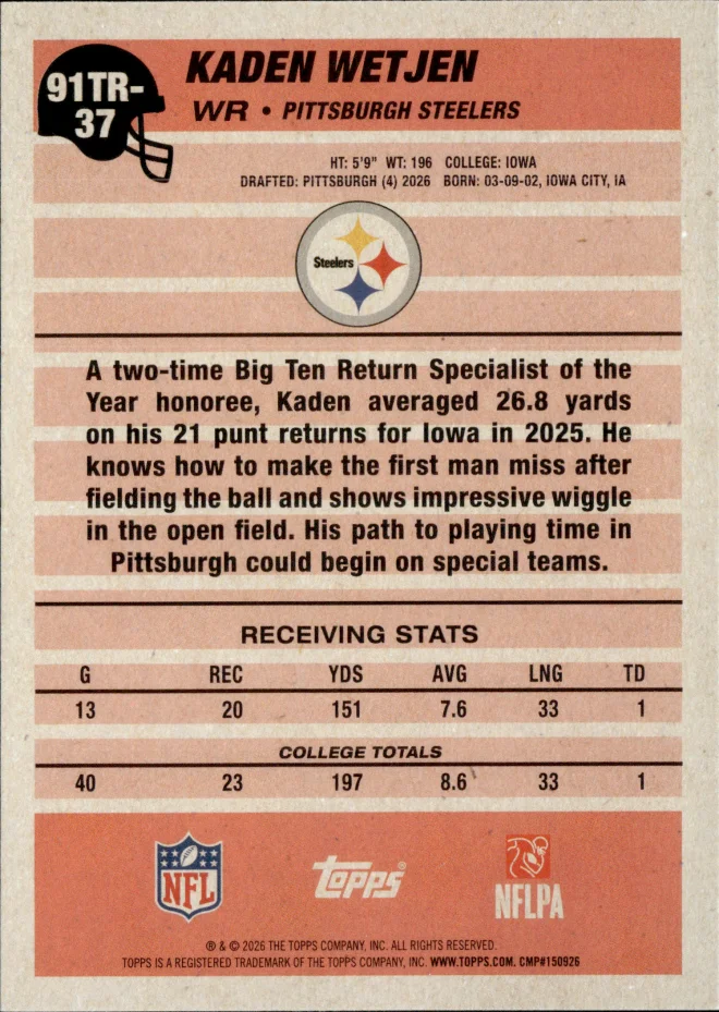 Kaden Wetjen card back