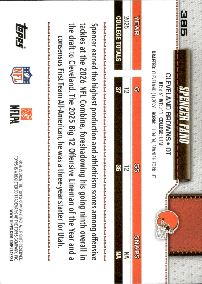 Spencer Fano card back