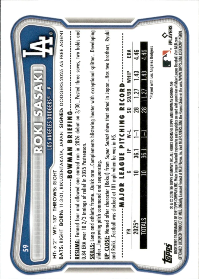 Roki Sasaki card back