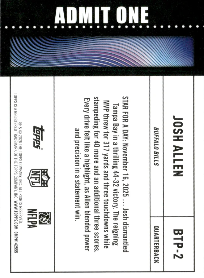 Josh Allen card back