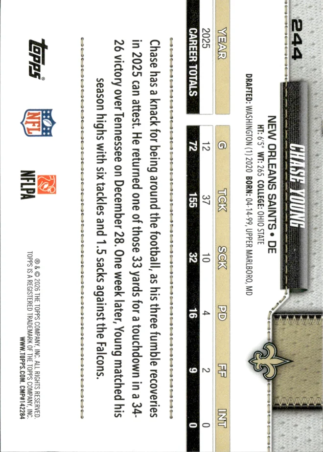 Chase Young card back