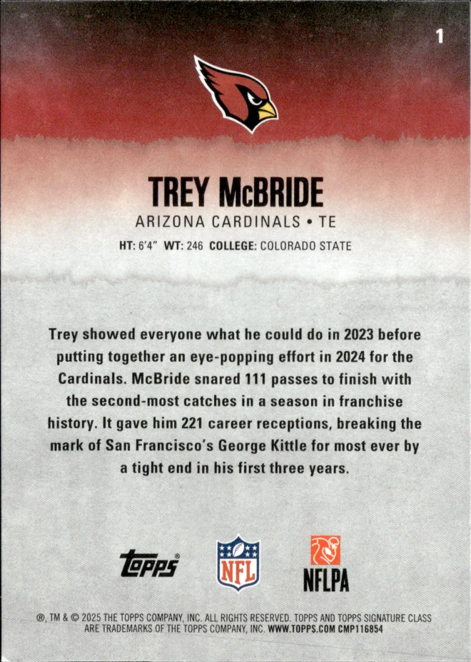 Trey McBride card back