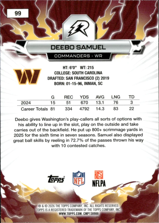Deebo Samuel card back