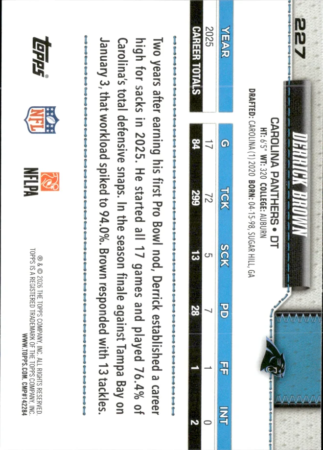 Derrick Brown card back