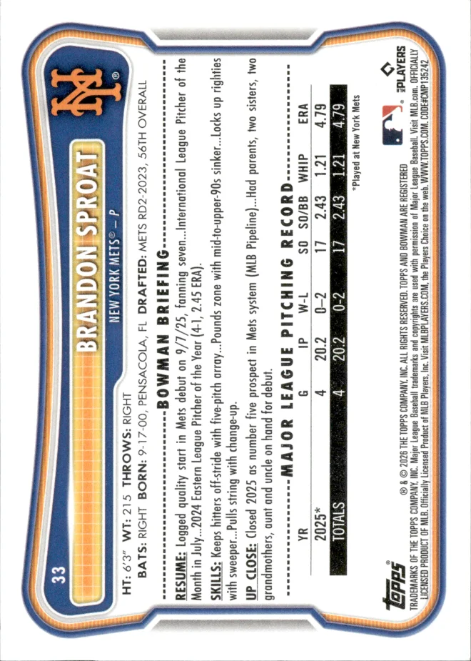Brandon Sproat card back