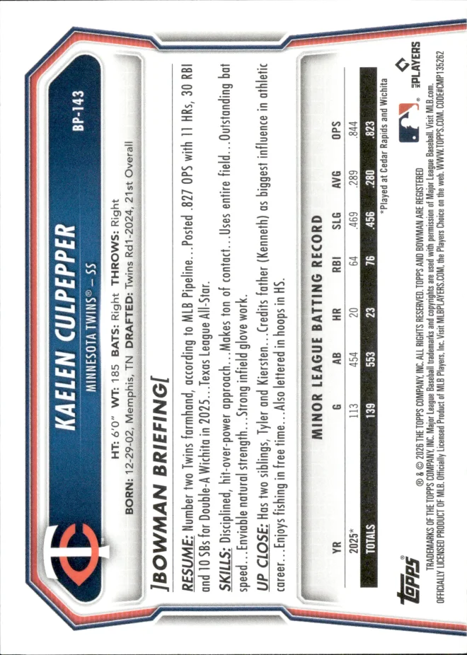Kaelen Culpepper card back