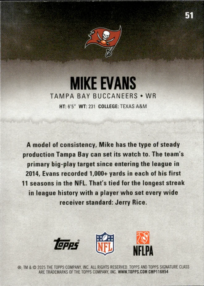 Mike Evans card back