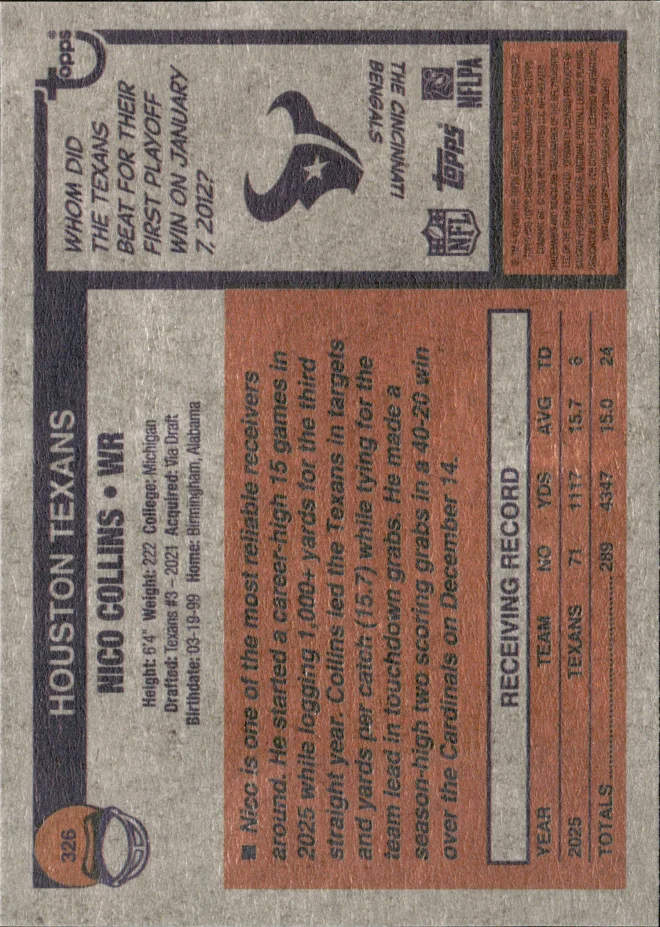 Nico Collins card back