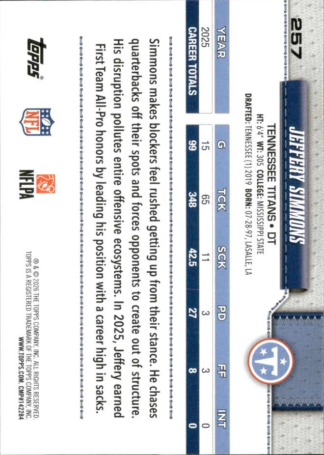 Jeffery Simmons card back