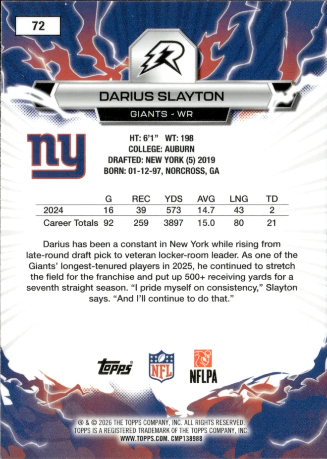 Darius Slayton card back