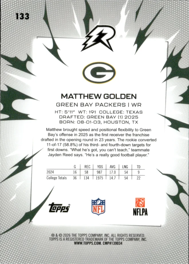 Matthew Golden card back