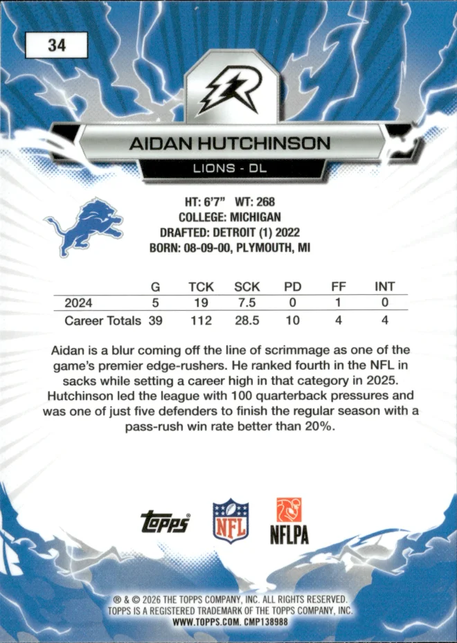 Aidan Hutchinson card back