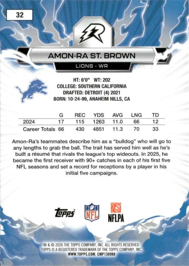 Amon-Ra St. Brown card back