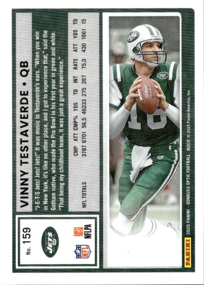 Vinny Testaverde card back
