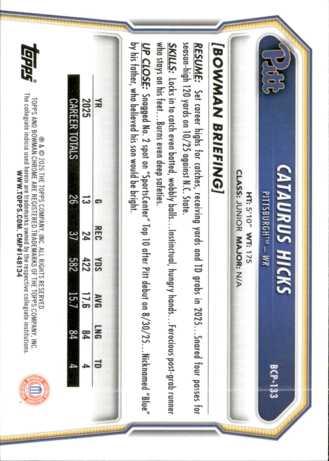 Cataurus Hicks card back