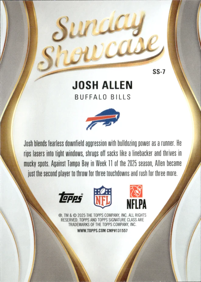 Josh Allen card back