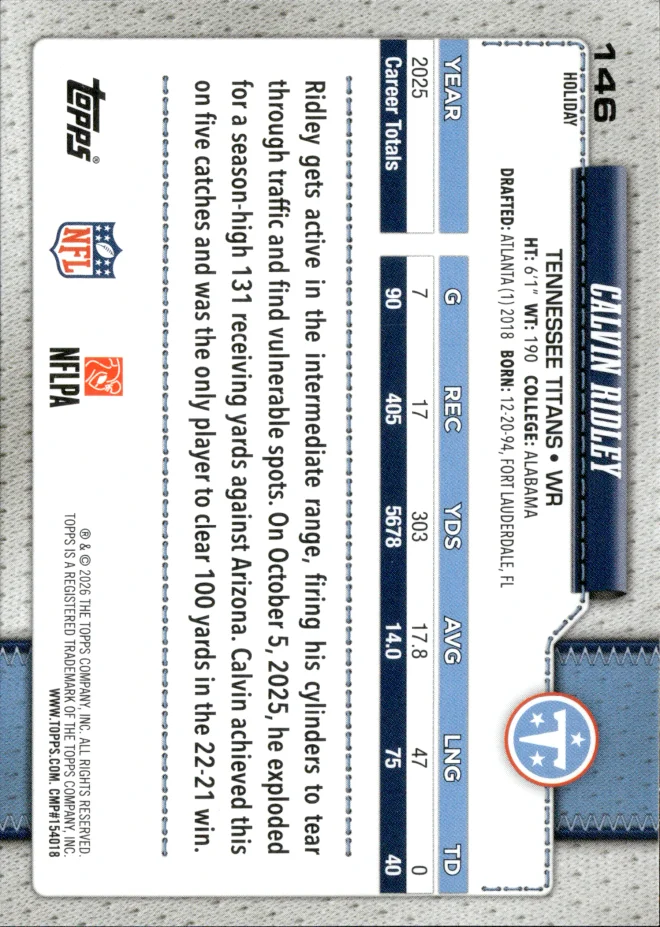 Calvin Ridley card back