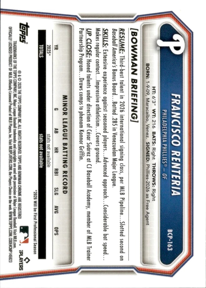 Francisco Renteria card back