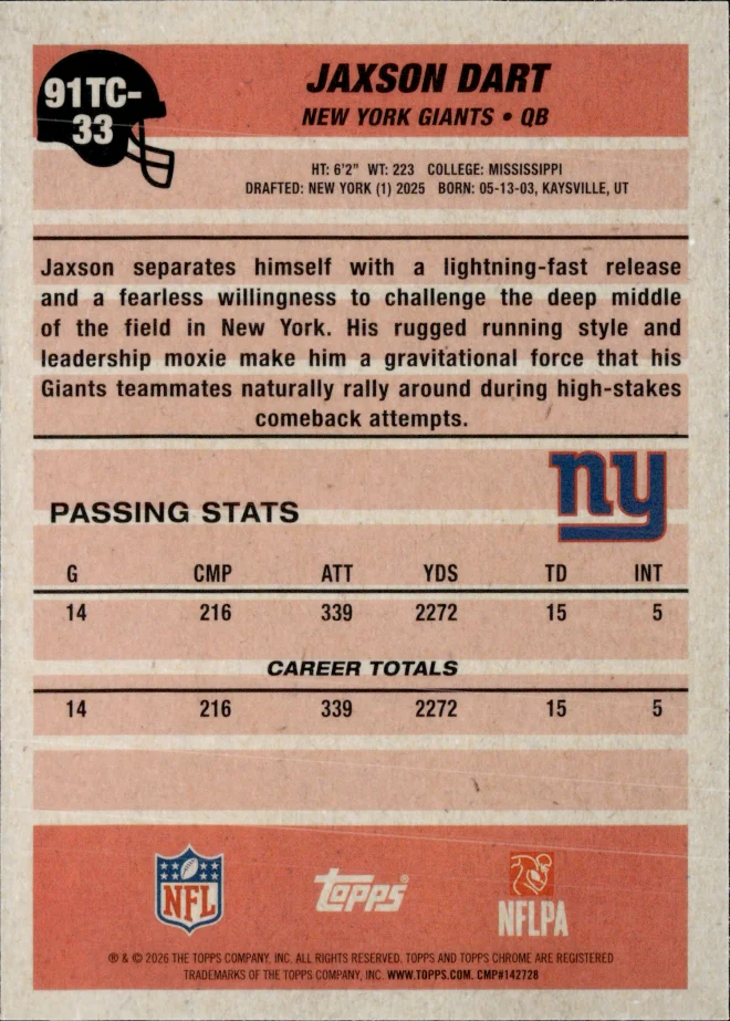 Jaxson Dart card back