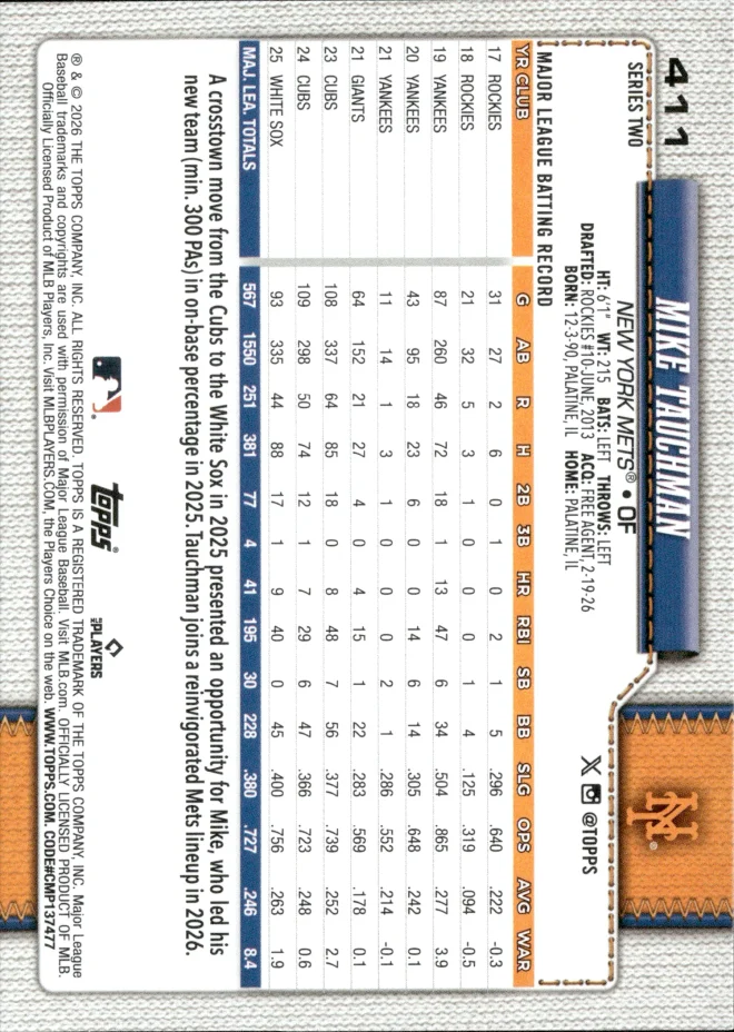 Mike Tauchman card back