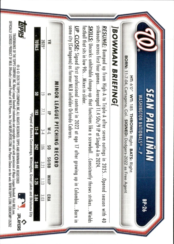 Sean Paul Liñan card back