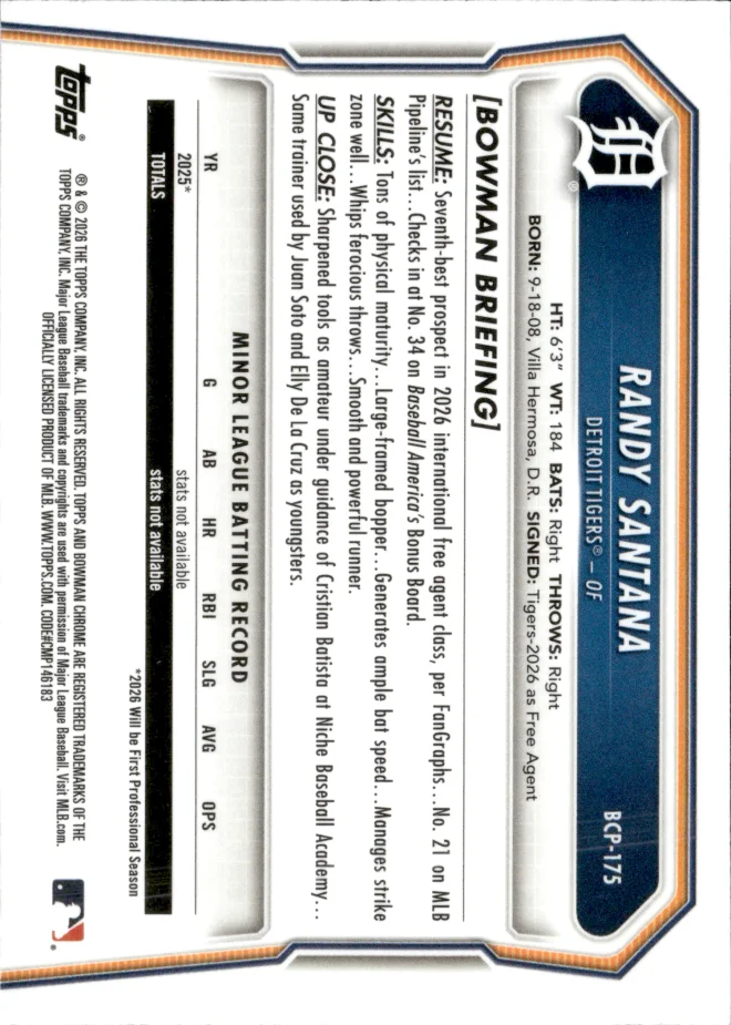 Randy Santana card back