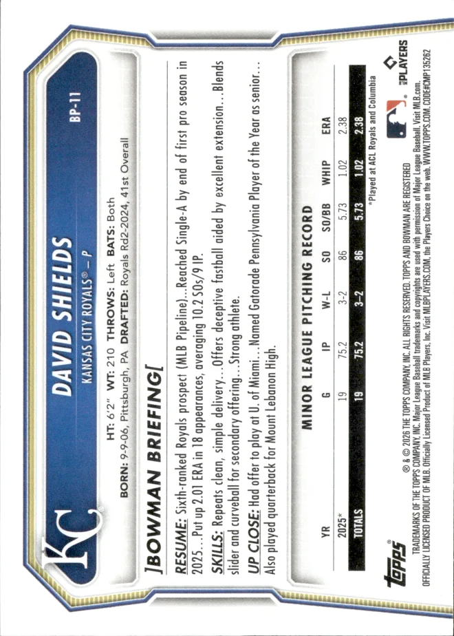 David Shields card back