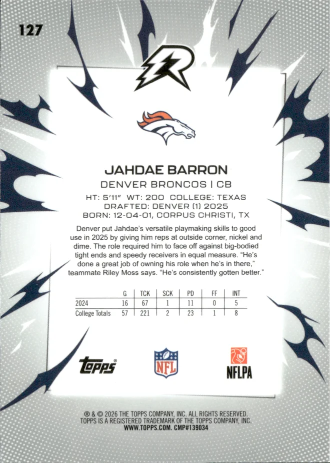 Jahdae Barron card back