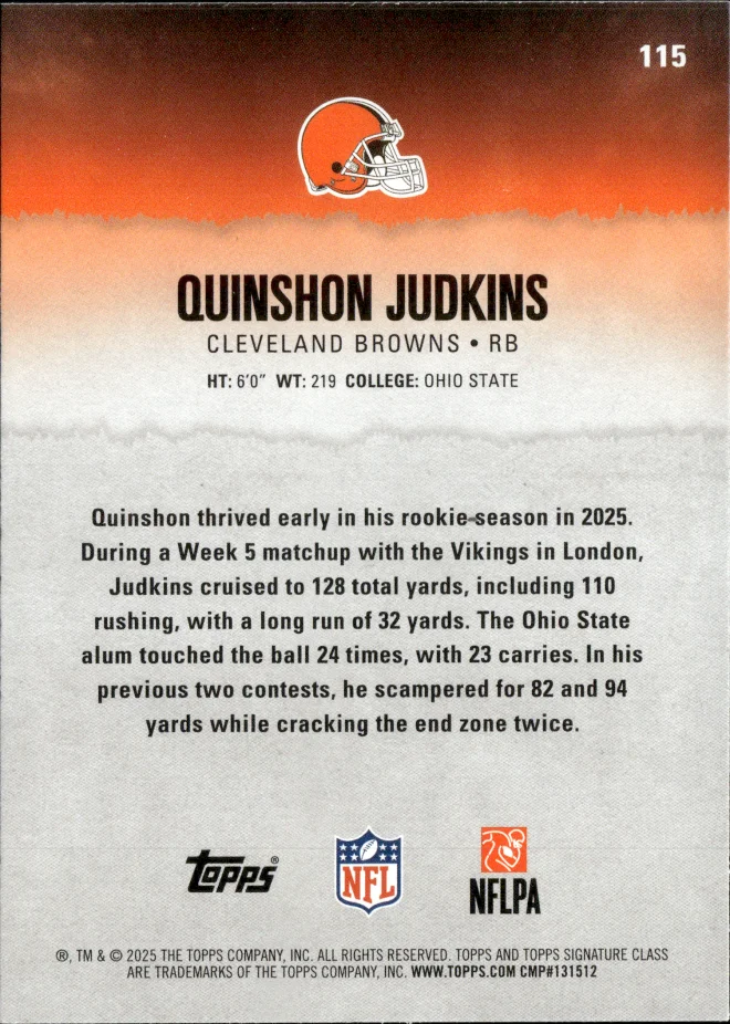 Quinshon Judkins card back