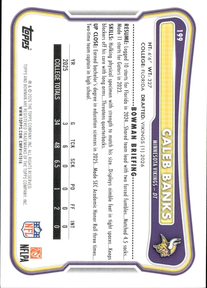 Caleb Banks card back