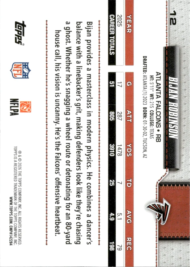 Bijan Robinson card back