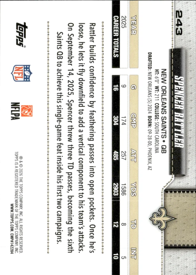 Spencer Rattler card back