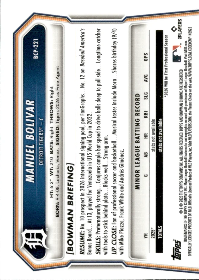 Manuel Bolivar card back
