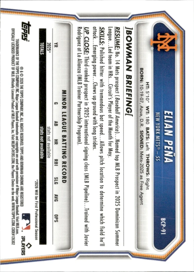Elian Peña card back
