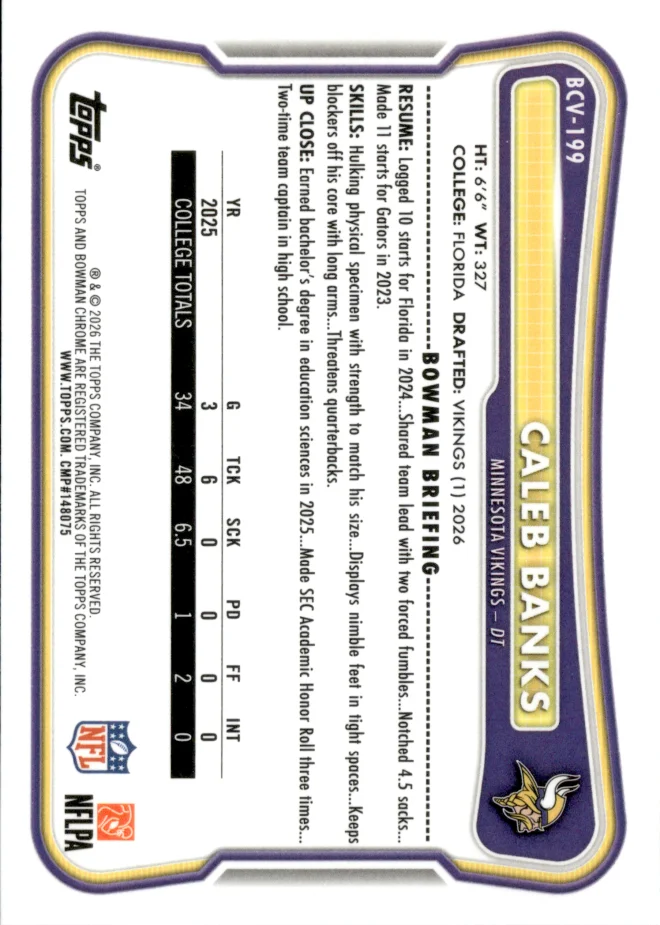 Caleb Banks card back