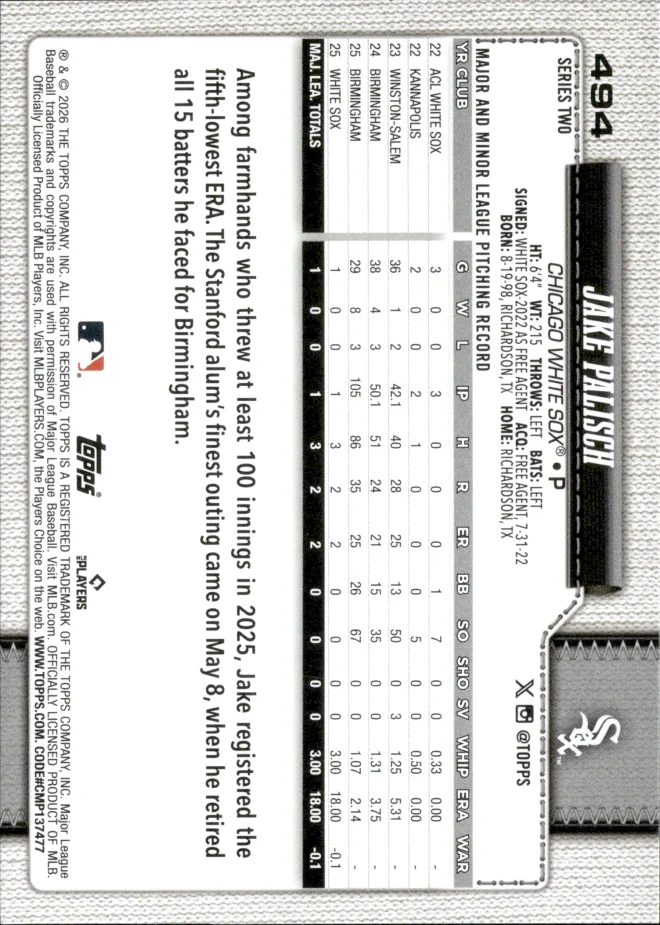Jake Palisch card back