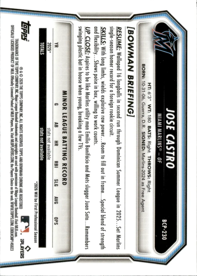 Jose Castro card back