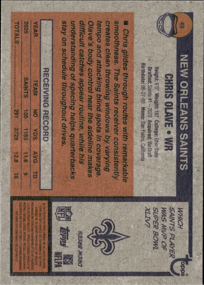 Chris Olave card back