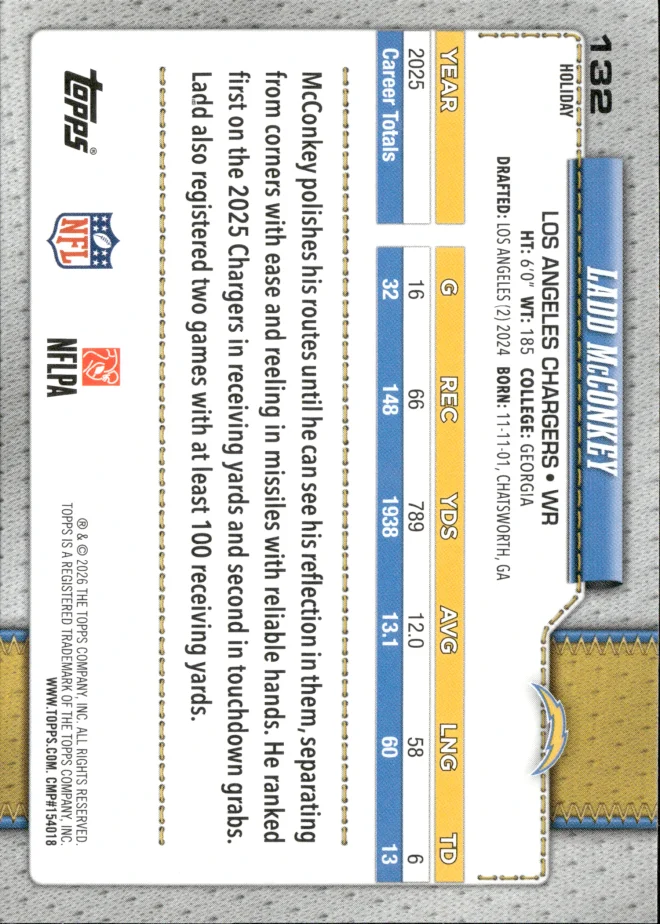 Ladd McConkey card back