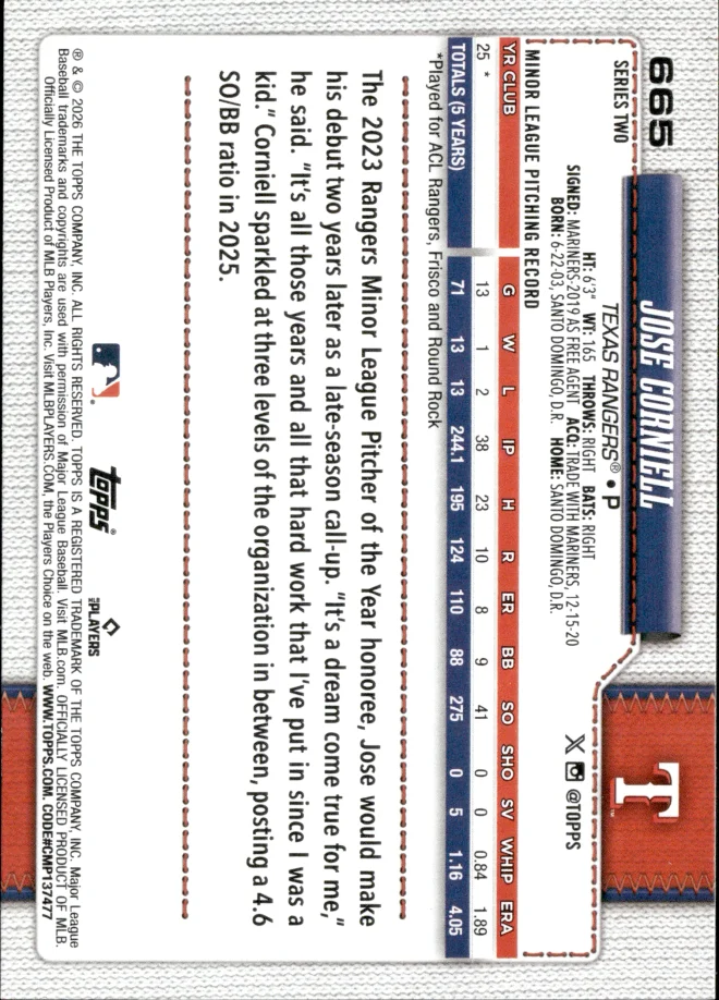 Jose Corniell card back