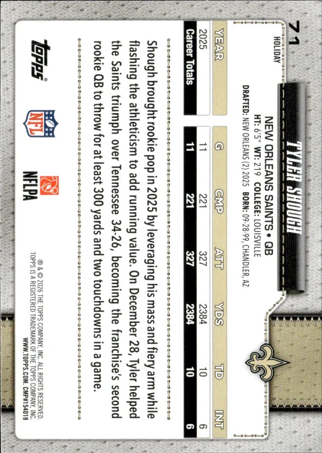 Tyler Shough card back