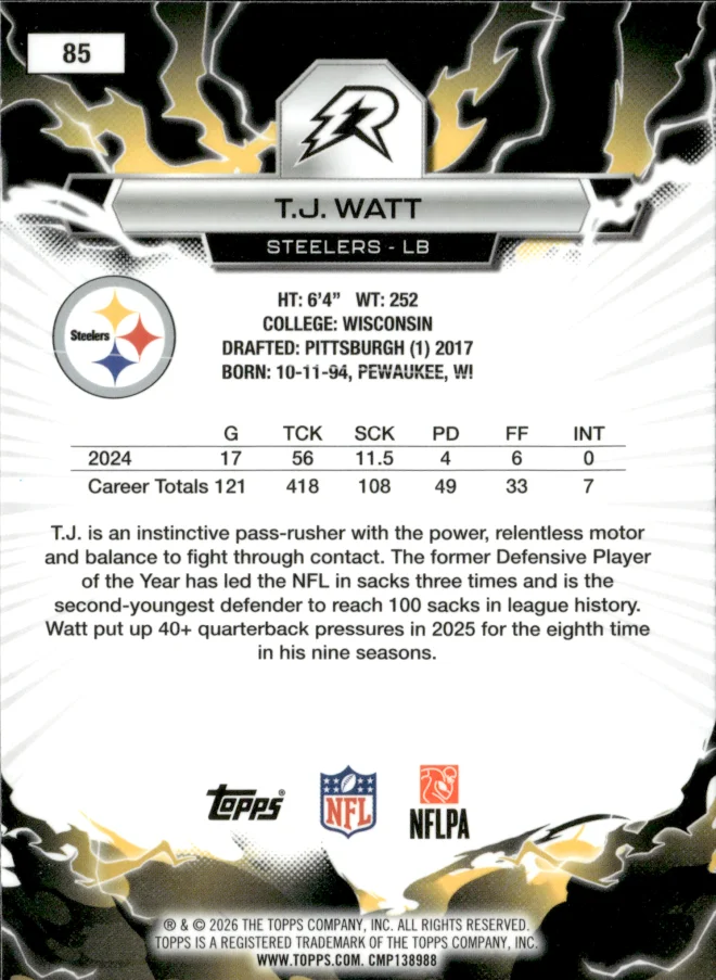 T.J. Watt card back