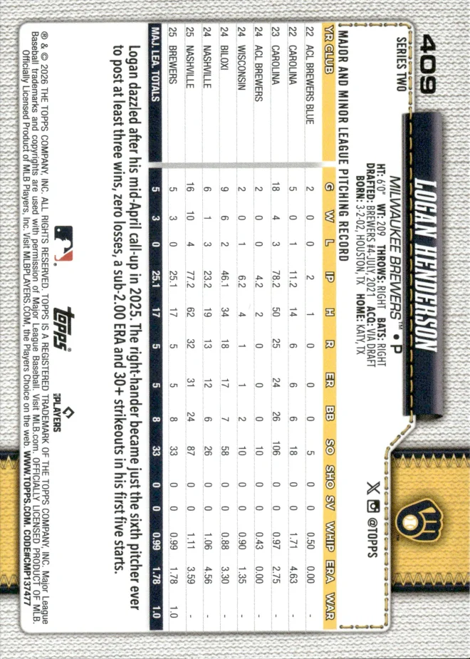 Logan Henderson card back