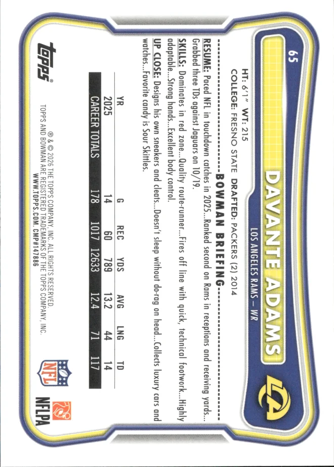 Davante Adams card back