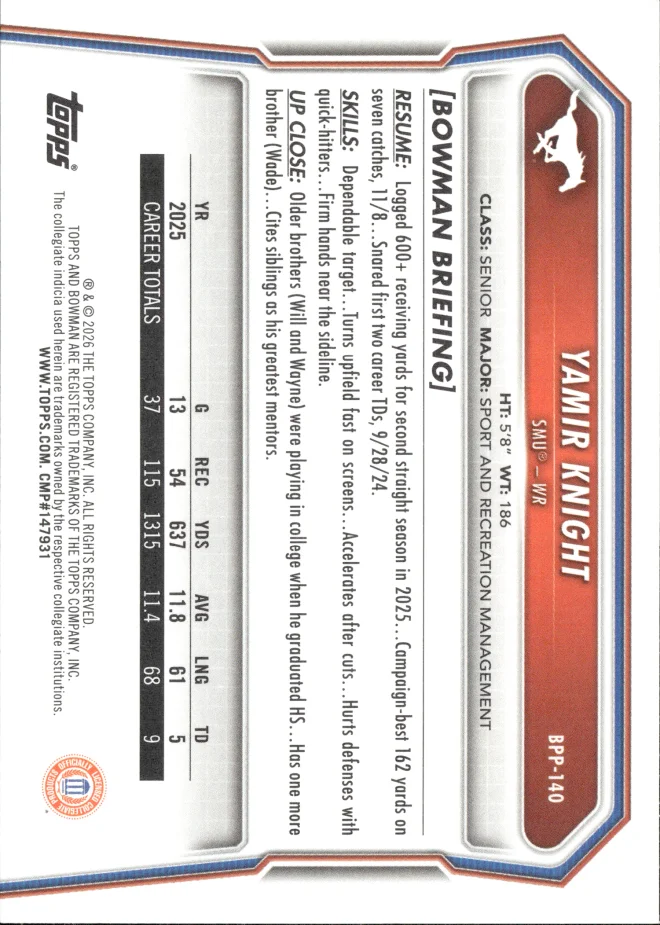Yamir Knight card back