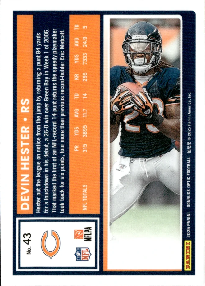Devin Hester card back